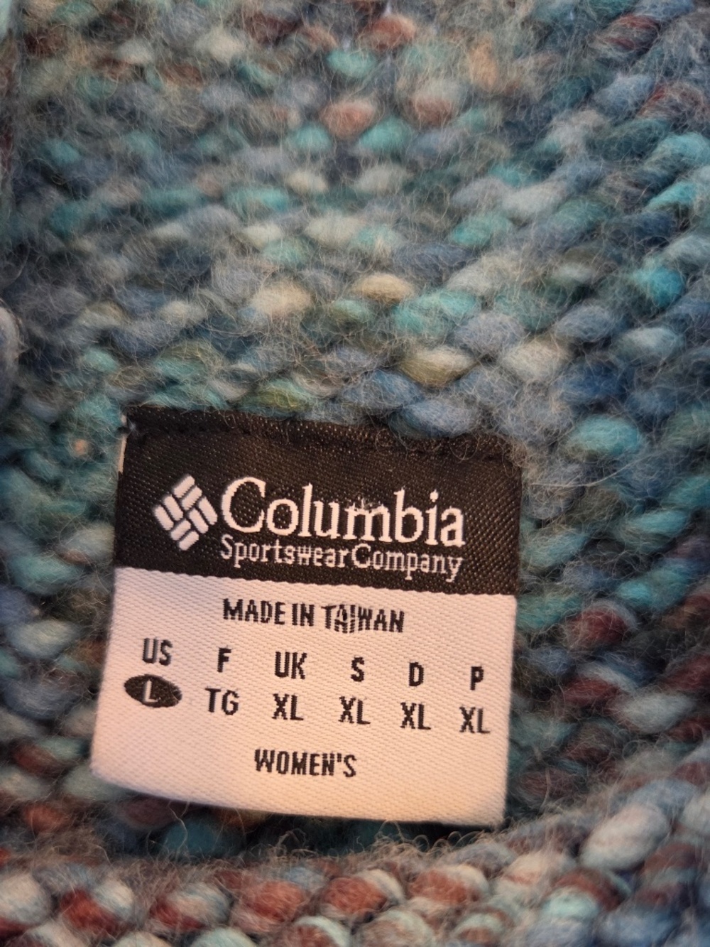 Columbia wool blend sweater L boxy chunky knit roll hem turtleneck cottage core - Picture 9 of 10